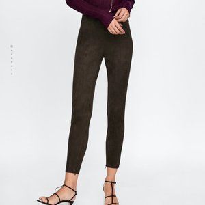Zara Faux Suede Zip Hem Leggings Pants